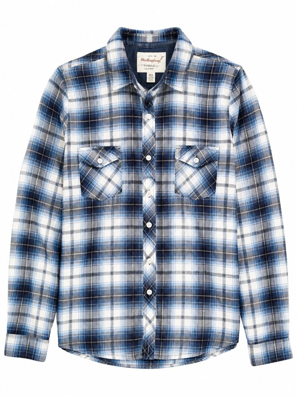 Weatherproof Vintage Blue Plaid Button-Up Flannel Shirt Women's M/M